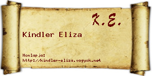 Kindler Eliza névjegykártya